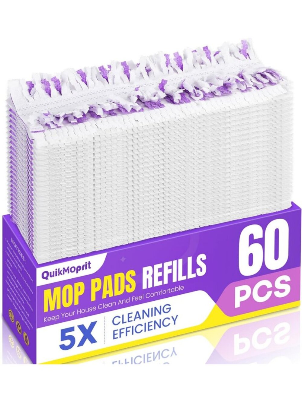 60 Pcs Disposable Power Mop Pads - Quick-Absorb, Multi-Surface Refill for Easy